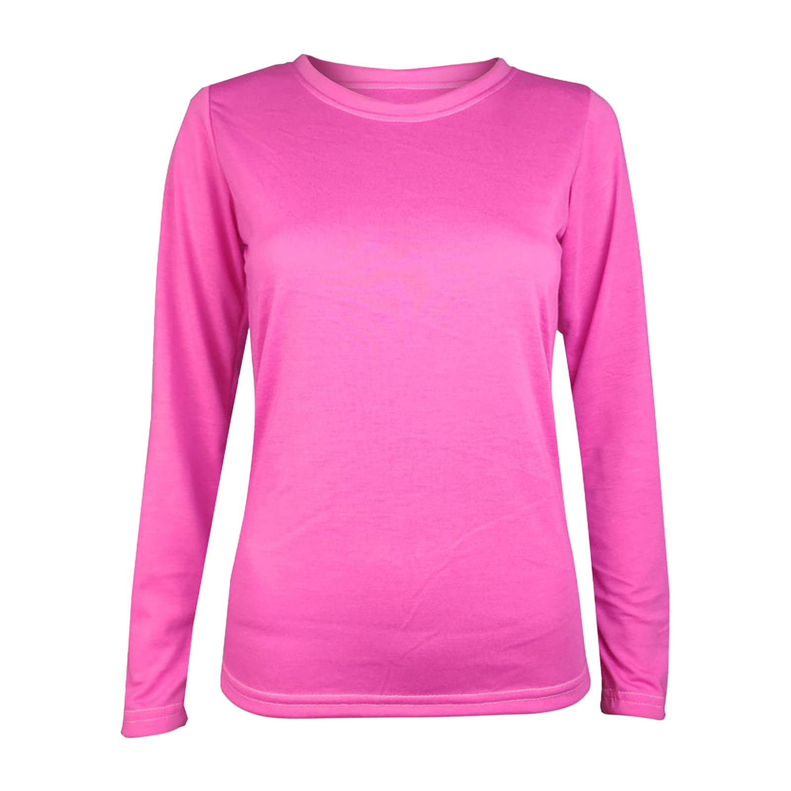 Timegard Womens Tops Crewneck Long Sleeve Solid Color Comfy Basic Tee Shirts Casual Loose Tops Blouse
