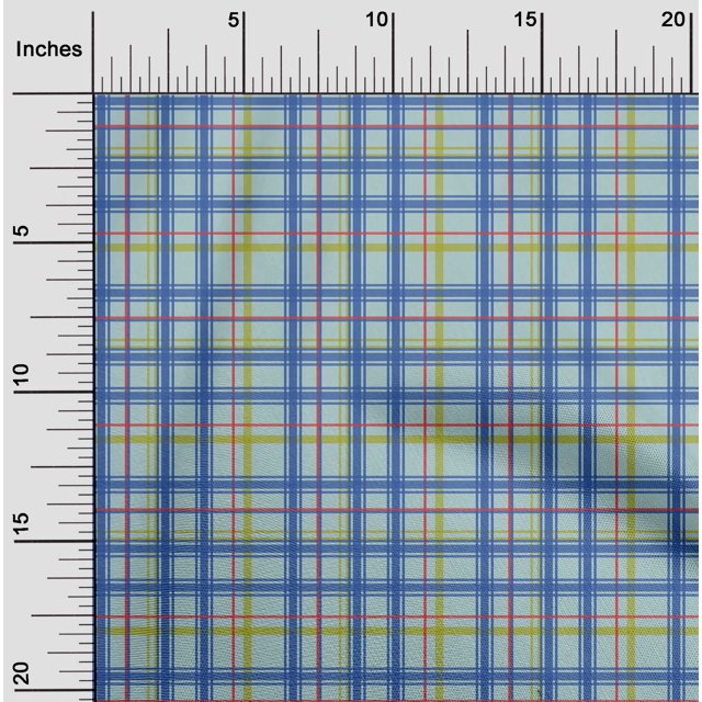oneOone Viscose Chiffon Fabric Madras Check Print Fabric By Yard 42 Inch Wide