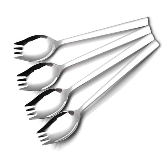 Sporks 4-pack 1.6-inch Wide 18/10 Stainless Steel Sporks Everyday Use, Camping Backpacking Utensils, Spaghetti Salad Dessert Heavy Duty Flatware Set, 8.2-inch / 1.9-ounce/(L)