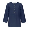 thumbnail image 4 of FAIWAD Womens 3/4 Sleeve Tops Casual Loose V Neck Button Down Tunic Tops Spring Summer Basic Blouse, 4 of 4