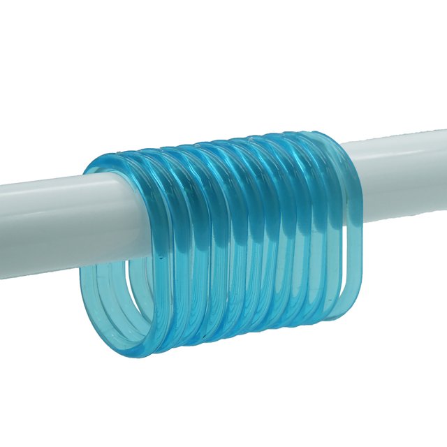 Anneaux de Rideau de Douche en Plastique Bleu Turquoise Transparent - Ensemble de 12