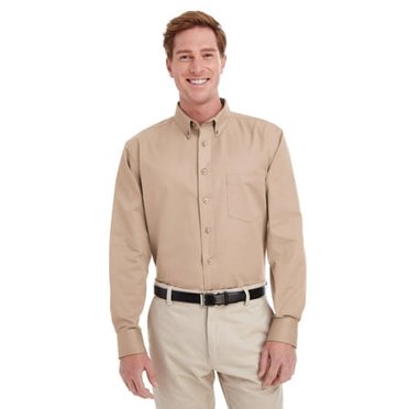 Harriton Chemise en Sergé à Manches Longues pour Hommes Foundation 100 % Coton avec Teflonâ„¢