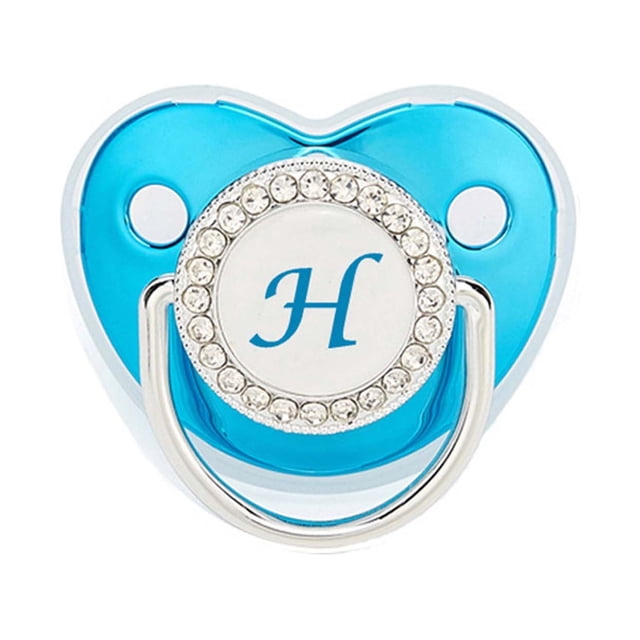 XZNGL Pacifier Clips Baby Girl Baby Pacifier 26 Letter Name Initials Clip Silicone Baby Pacifier Golden Shiny Newborn Pacifier Silicone Pacifier Clip