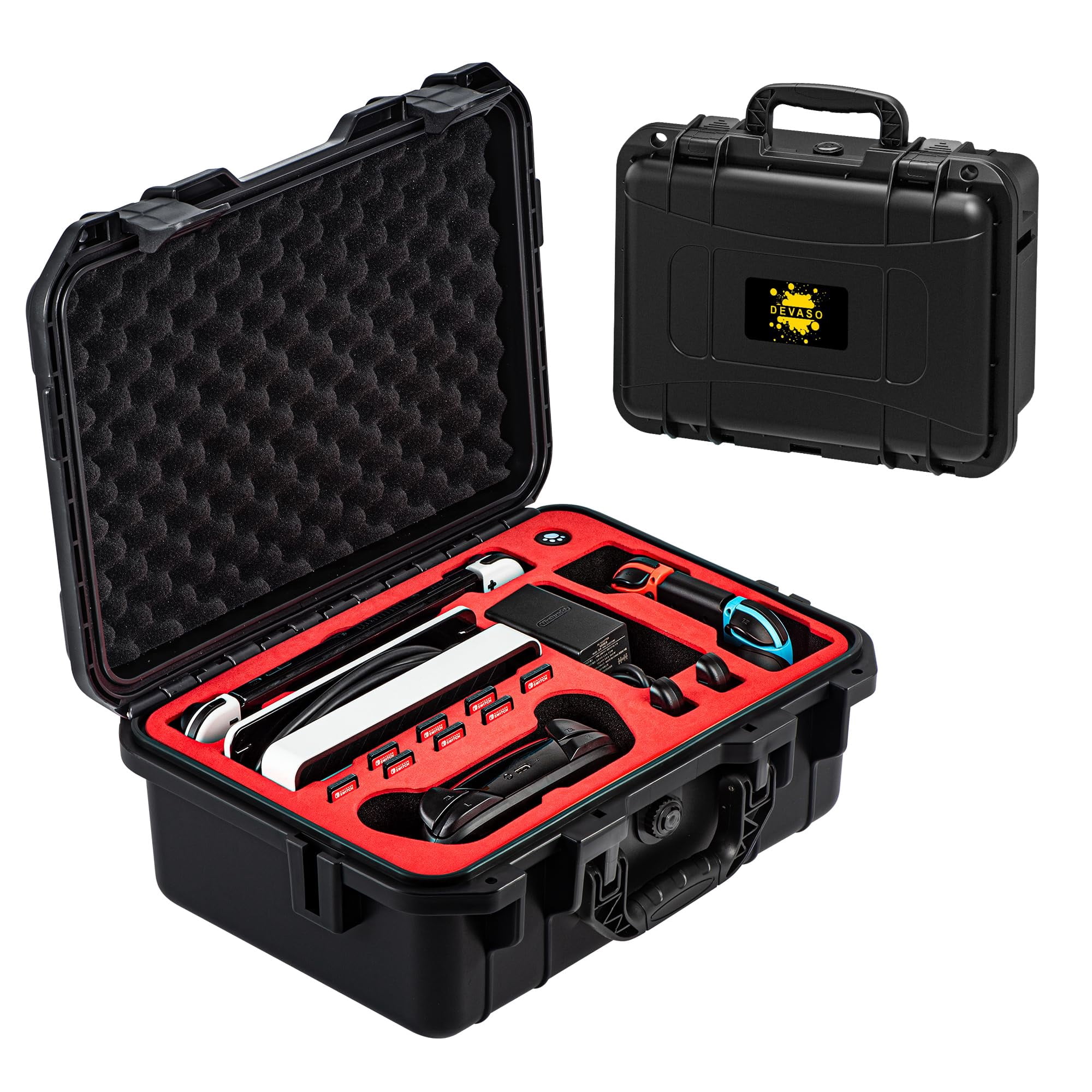 DEVASO Carrying Case for Nintendo Switch/Switch OLED, Professional Deluxe Waterproof Travel Case Soft Lining Hard Case for Nintendo Switch OLED Model (2021