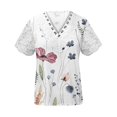thumbnail image 4 of LOVZFMLL Hauts d'Été pour Femmes Femmes Mode Été Pli Imprimé Régulier Femmes Manches Courtes Col en V Bouton Haut, 4 of 5