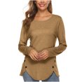 thumbnail image 1 of Long Sleeve Tops for Women Casual Solid Color O-Neck Pullover Long Sleeve Irregular Tops Blouse Tops for Women 3/4 Sleeve Casual Tops for Women Tops Long Sleeve, 1 of 5