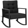 thumbnail image 2 of Costway Patio Rattan Rocker Chair Outdoor Glider Rocking Chair Cushion Lawn Black, 2 of 9