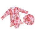 thumbnail image 1 of Akiihool Long Sleeve Bathing Suit Girls' Girls’ Performance Escape Swim Tech Back Athletic One Piece Pool Swimsuit (Pink,12-18 Months), 1 of 4