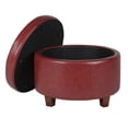 thumbnail image 1 of HomePop Large Leatherette Storage Ottoman, Red, 1 of 5