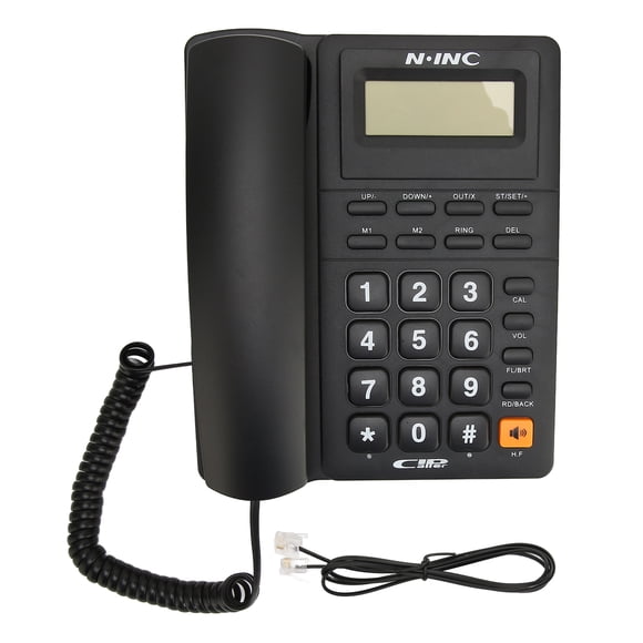 Corded Landline Telephone, Last Number Corded Phone Caller ID Display Dual Interface Multifunction For Office White,Black