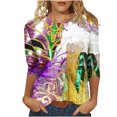 thumbnail image 1 of Penkiiy Blouse de Carnaval Manches 3/4 Chemise de Printemps Tee Quotidien Imprimé Masque Blouse Mardi Gras Col Rond 2024 Tee Tunique Habillée Multicolore, 1 of 5