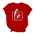 thumbnail image 5 of Chandails à Col Rond pour Couples Assortis, Imprimé de Lettres de la Saint-Valentin, Légers, Manches Courtes, T-Shirts Classiques, Coupe Ample, Confortables, Doux, Tenue de Vacances pour Lui et Elle, Vêtements, Rouge G, 5 of 5