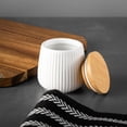 thumbnail image 5 of Thyme & Table, Small Ceramic Ribbed Kitchen Organization Canister with Bamboo Lid, White, 5 of 5