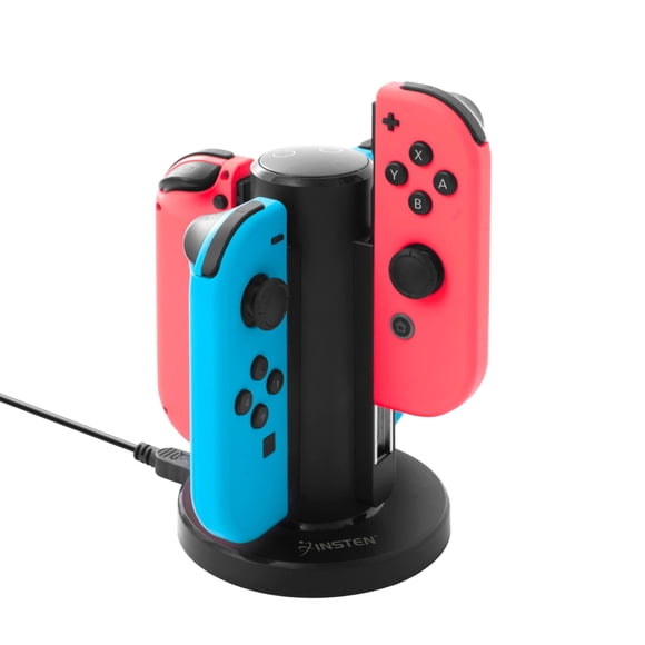Nintendo Switch Joy-Con USB Dock Charging Station, by Insten 4 in 1 Joy Con Controller Charger Docking Stand For Nintendo Switch with LED indication and USB Cable
