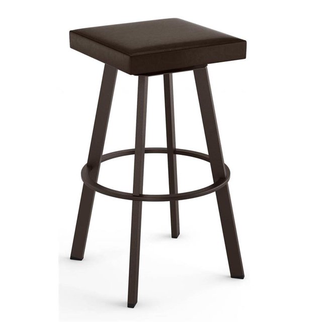 Amisco Sinclair 29.25" Faux Leather Swivel Bar Stool in Dark Brown