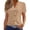 Khaki, variant on Lenpel Summer Tops for Women Trendy Eyelet Embroidery V Neck Short Sleeve Button down Shirts Casual Tunic Blouses