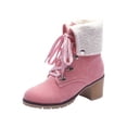 thumbnail image 1 of jsaierl Snow Booties Women's Solid Color Lace Up Ankle Boots Low Heel Comfy Fleece Suede Booties, 1 of 4