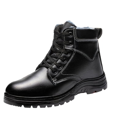 YOUSNH Men's Safetyshoes Non Smashing And Non Puncture Winter Velvet Work Shoes Proof Warm Work Shoes Snow Boots Shoes Men Black 9