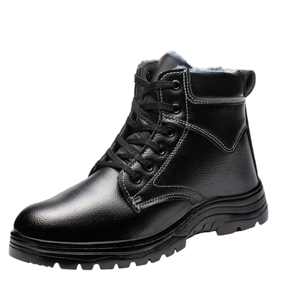 YOUSNH Men's Safetyshoes Non Smashing And Non Puncture Winter Velvet Work Shoes Proof Warm Work Shoes Snow Boots Shoes Men Black 10