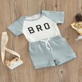 thumbnail image 3 of Toddlers Boys Ribbed 2Pcs Outfits  Short Sleeve O-Neck Letter Printed T-Shirt + Waist Drawstring Short Pants, 3 of 7