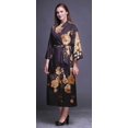 thumbnail image 4 of Bimba Robe Kimono Longue Douce pour Femmes, Violet Foncé, à Feuilles Florales Imprimées Couronne et Roses, Coton, Robe de Préparation pour Mariée Longue X, 4 of 5