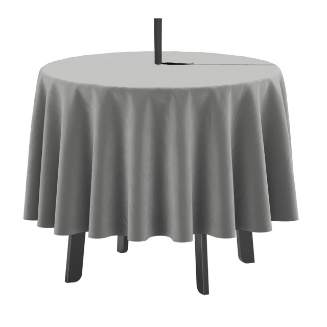 Vargottam Indoor/Outdoor Round Tablecloth 58 Inch Round Tablecloth with Umbrella , Waterproof Zippered Patio Table Cloths, Spring/Summer Table Covers for Backyard Circular Table/BBQs/Picnic - Gray