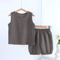 thumbnail image 1 of Gilet pour Garçons, Ensembles de Mode Garçons Décontractés Sans Manches Hauts Col Rond Col Bouton Shorts Imprimés, 1 of 3