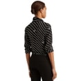 thumbnail image 3 of Lauren Ralph Lauren Wave-stripe Georgette Shirt Polo Black Large, 3 of 5