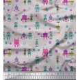 thumbnail image 1 of Soimoi Polyester Crepe Fabric Cartoon Machine & Gear Parts Hardware Printed Craft Fabric by The Yard 52 Inch Wide, 1 of 3