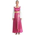 thumbnail image 1 of Sxiwei Robe Tunique Superposée de Danse de Louange pour Femme Longueur Cheville Coupe Ample Robe Maxi Robe de Culte Liturgique Rose Vif 3TG, 1 of 7