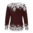 thumbnail image 4 of Femmes Pulls- Pull- Épaule Drop Col Rond Manches Longues Noël Tricot Sweat-Shirts Floraux Décontractés Tops pour Automne/printemps/hiver Rouge L, 4 of 6
