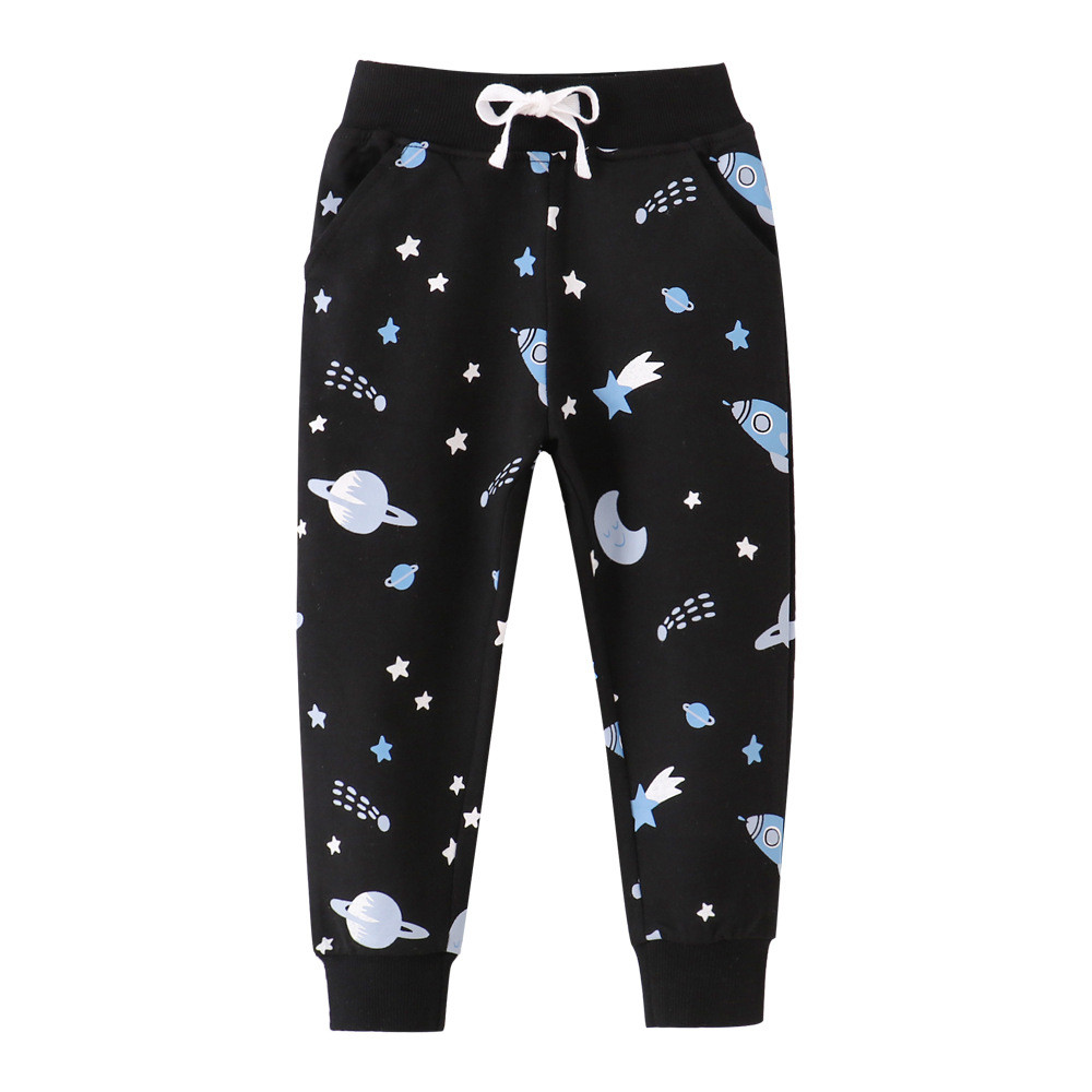 Boys Cotton Sweatpants Kids Jogger Pants Running Jogging Pants With Pockets Drawstring Black