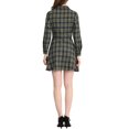 thumbnail image 3 of INSPIRE CHIC Women's Plaid Button up Point Collar Long Sleeve A-Line Dress L Navy Blue, 3 of 5