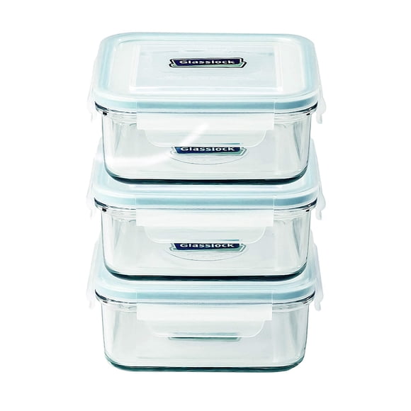 Glasslock Food-Storage Container with Locking Lids Microwave Safe 6pcs Set Square 17oz/490ml