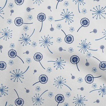 oneOone Cotton Poplin Blue Fabric Asian Floral Craft Projects Decor Fabric Printed By The Yard 56 Inch Wide