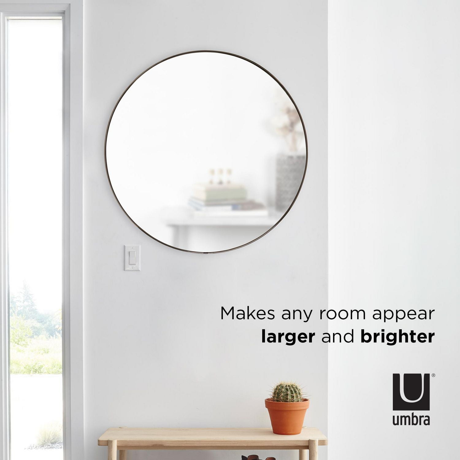 Umbra Hubba Round Metal Wall Mirror,Metallic Titanium