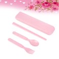 thumbnail image 4 of 1 Set Wheat Straw Spoon Chopsticks Fork Utensil Set Travel Camping Tableware Dishware Set Portable Kitchen Set for Kids (Pink), 4 of 8
