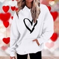 thumbnail image 2 of Penkiiy Chandail à Capuchon Imprimé de la Saint-Valentin pour Femme à Col Rond, Haut à Manches Longues, Chandail à Capuchon, S Blanc, 2 of 5