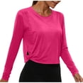 thumbnail image 1 of cfhntfmh Hauts Courts à Manches Longues pour Femmes, Chandails d'Entraînement Athlétiques de Gym, T-Shirt Court à Col Rond, Chandail de Course pour Femmes, 1 of 7