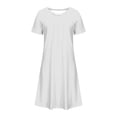 thumbnail image 3 of Nouvelle Robe d'Été Décontractée pour Femmes à Col Rond, Couleur Unie, Ample, Plissée à la Poitrine, Manches Courtes, Robe Décontractée à Col Rond avec Plis et Coupe Ample, Parfaite pour les Journées d'Été, Style Facile à Styliser, 3 of 8