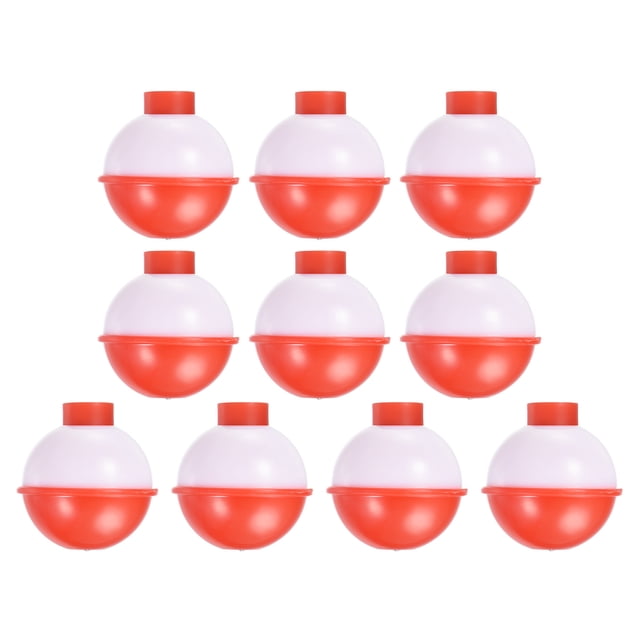 Unique Bargains 1 Inch Fishing Bobbers, Plastic Push Button Round Fishing Float, Red and White 10 Pack