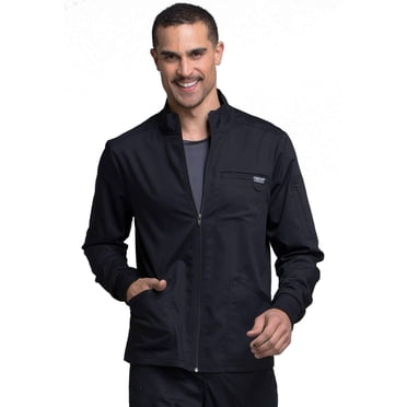 Cherokee Men Warm up Scrub Jacket with Zip Front WW320, M, Black