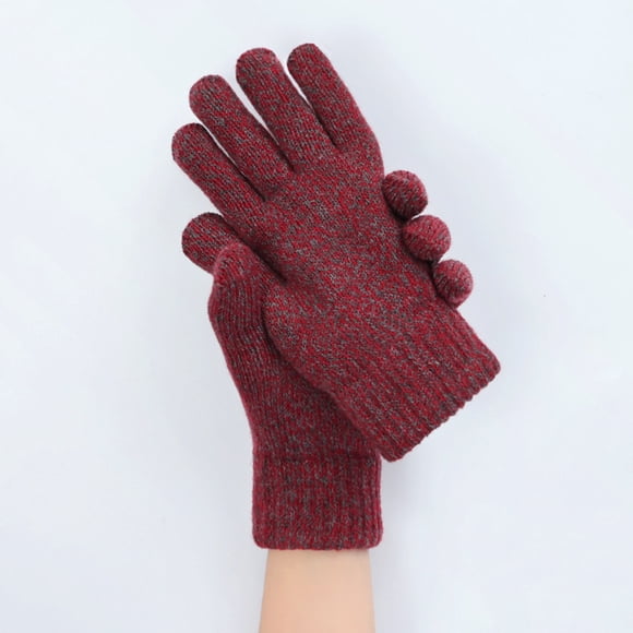 Gloves Mittens Women Autumn Winter Solid Color Padded Wool Knit Warm Gloves Gloves Mittens