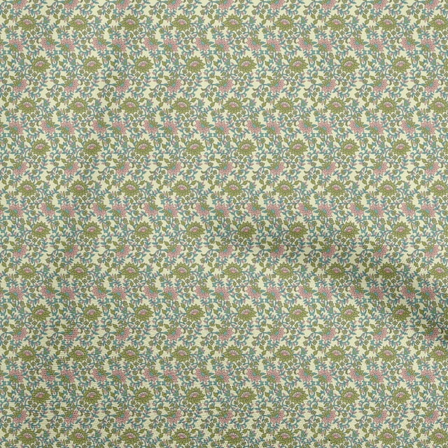 oneOone Cotton Poplin Light Yellow Fabric Floral Sewing Craft Projects Fabric Prints By Yard 56 Inch Wide