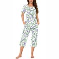 thumbnail image 1 of Rbaofujie Ensemble de Pyjama Short pour Femme, Col Rond, Imprimé Floral, Chemise de Nuit à Manches Courtes et Ensemble Pantalon, Tenue d'Intérieur, Pyjamas avec Poches, Ensemble de Pyjama, 1 of 6