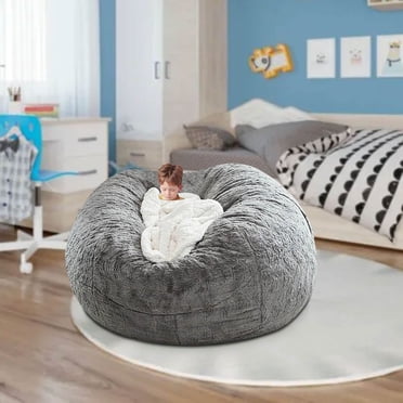 Boovnll Bean Bag Chair Cover (No Filler), 59x59x29" Washable Super Soft Polyester Bean Bag Cover for Adults and Kids Bean Bag, Extra Large Stuffed Animal Storage Bean Bag Chair