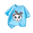 thumbnail image 3 of PMVFHDE T-Shirts d'Été Décontractés pour Filles, T-Shirt Mignon à Motif pour Fille, Col Rond, Manches Courtes, T-Shirt d'Été Décontracté Bleu, 11-12 Ans, 3 of 5