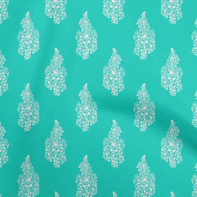 oneOone Rayon Turquoise Blue Fabric Block Fabric For Sewing Printed Craft Fabric By The Yard 56 Inch Wide-7Q