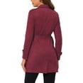 thumbnail image 3 of INSPIRE CHIC Manteau Trench en Faux Suède à Revers Crantés, Double Boutonnage, pour Femme, TP, Rouge Foncé, 3 of 7