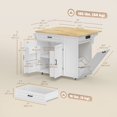 thumbnail image 2 of White Kitchen Island Cart with Drop Leaf & Charging Station - 48” Portable Kitchen Island Table with Storage & Wheels for Living Room, Dining Area, 2 of 7